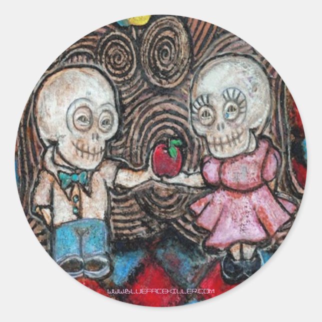 Lover's apple classic round sticker (Front)