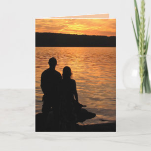 Lovers at Sunset Lake Birthday Card