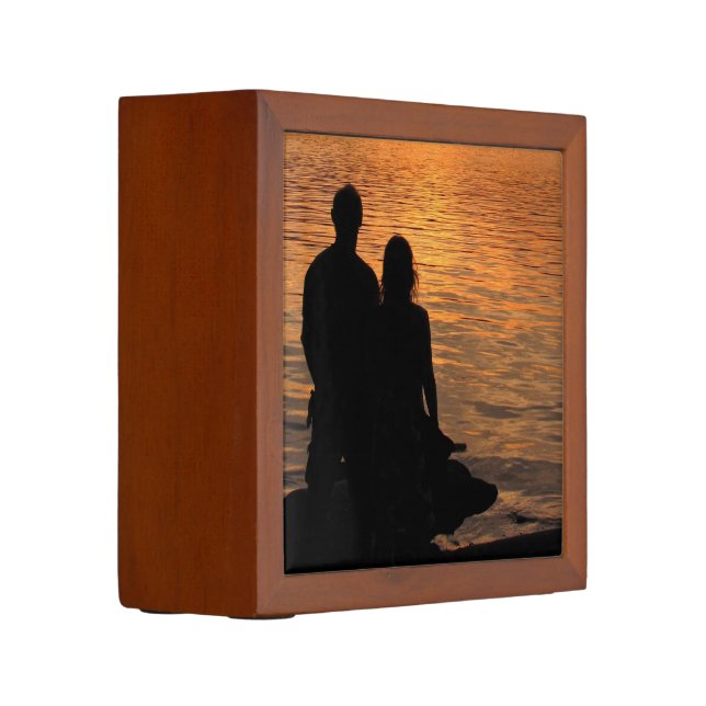 Lovers at Sunset Lake Pencil Holder (Left)