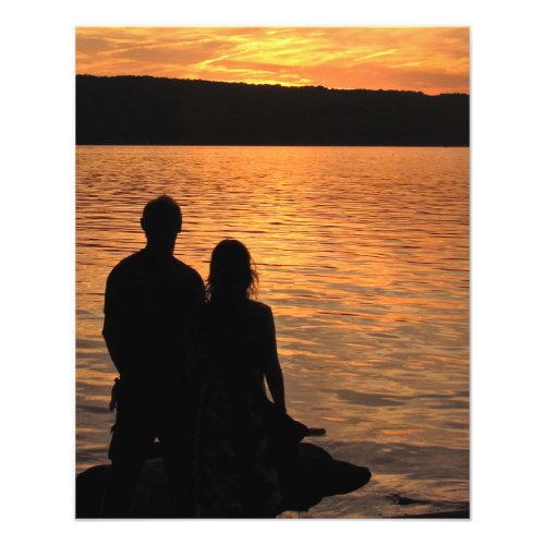 Lovers at Sunset Lake Photo Print