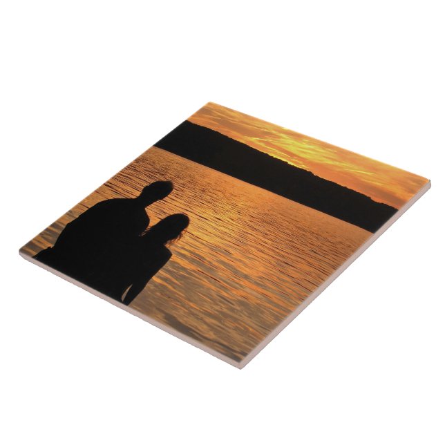 Lovers at Sunset Lake Tile (Side)