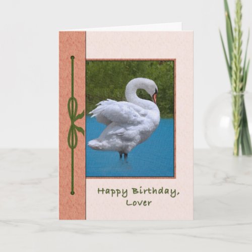 Lovers Birthday Card with Mute Swan Bird