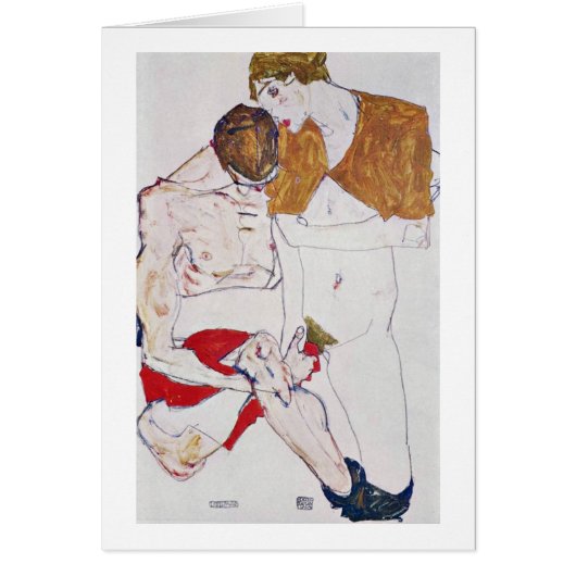 Lovers By Egon Schiele Cards (Front)