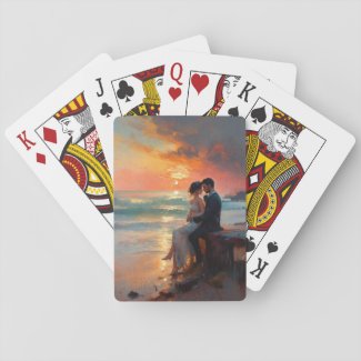 Lovers by the sea playing cards