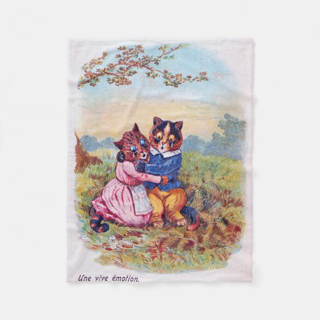 Lovers Cat (Strong Emotion), Louis Wain Fleece Blanket (Front)