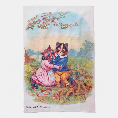 Lovers Cat Strong Emotion Louis Wain Kitchen Towel