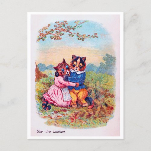 Lovers Cat Strong Emotion Louis Wain Postcard