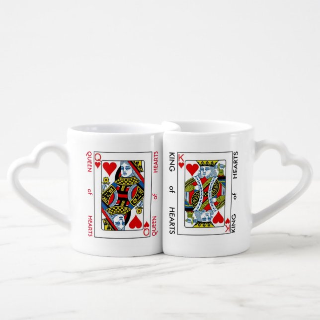 Lovers' Coffee Mug Set KING and QUEEN of HEARTS (Front Nesting)