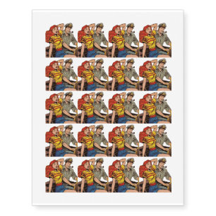Lovers Comic Book Character Design Temporary Tattoos