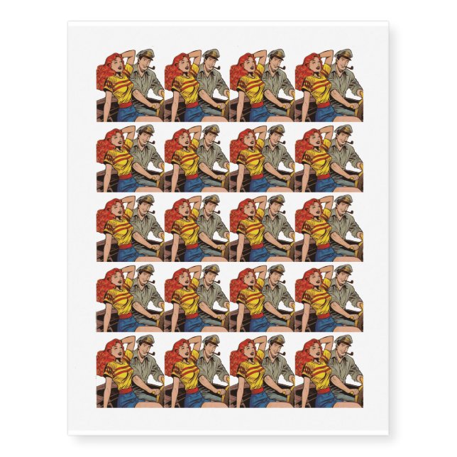 Lovers Comic Book Character Design Temporary Tattoos (Front)