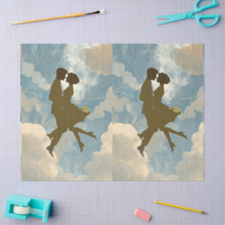 Lovers Couple in the Blue Sky Collage Tissue Paper