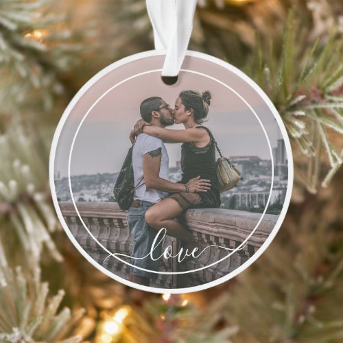 Lovers Couple Picture And Simple Love Quote Text Ornament