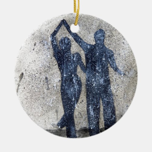 Lovers dancing in rain ceramic ornament