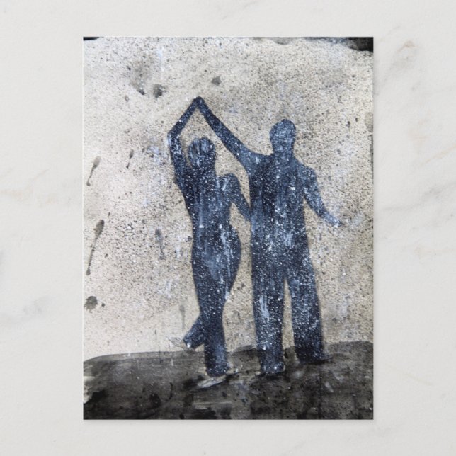 Lovers dancing in rain postcard (Front)