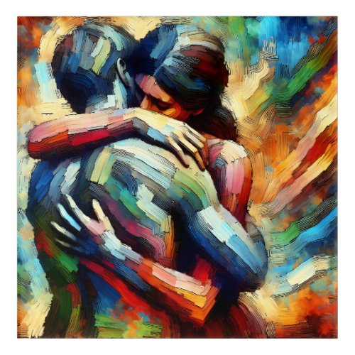 Lovers Embracing ai Oil Paint Style Acrylic Print