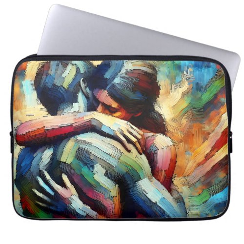 Lovers Embracing ai Oil Paint Style Laptop Sleeve