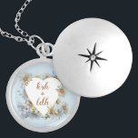 Lovers Flower Heart, Engagement, Going Steady Locket Necklace<br><div class="desc">Engaged? Celebrating an anniversary? Going steady? It's all about love! Here is a pretty light blue hand painted watercolor heart made of chamomile flowers, to which you can add your name or initials and that of your loved one in the center with the classic Me You design. This would make...</div>