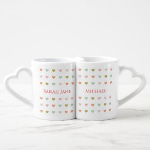 Lovers Hearts & Names Coffee Mug Set