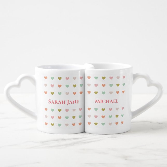 Lovers Hearts & Names Coffee Mug Set (Front Nesting)