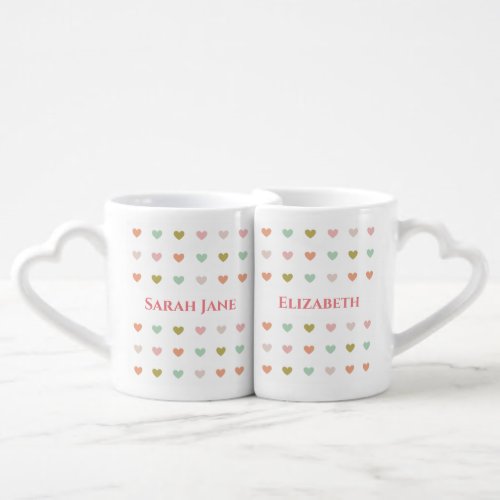Lovers Hearts  Names Coffee Mug Set