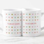 Lovers Hearts & Names Coffee Mug Set<br><div class="desc">Gift for a newly engaged couple. Romantic gift for newly engaged or married couple. Personalise with the names of each person on the front and back.</div>