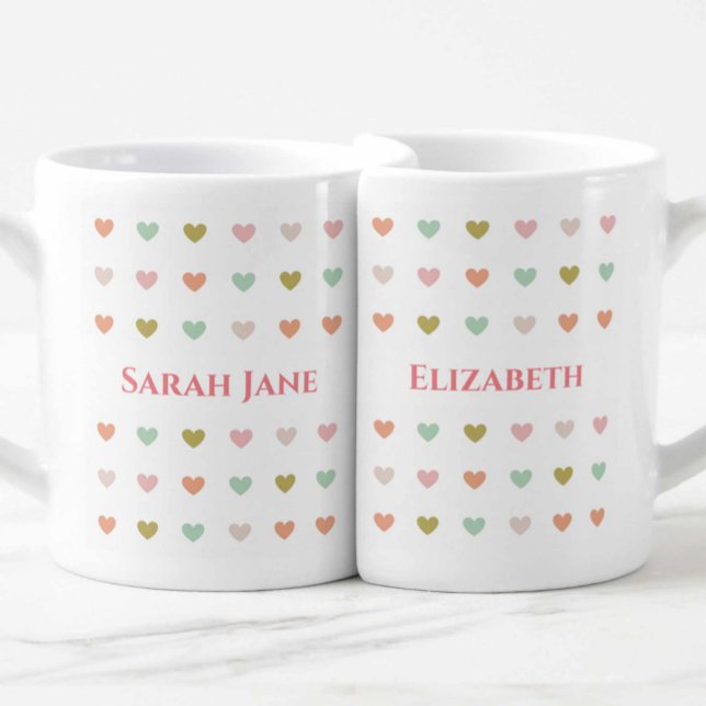 Lovers Hearts & Names Coffee Mug Set (Creator Uploaded)