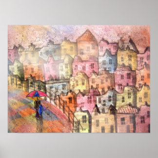 Lovers in Italy Watercolor Poster Print