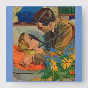 Lovers in Love Square Wall Clock