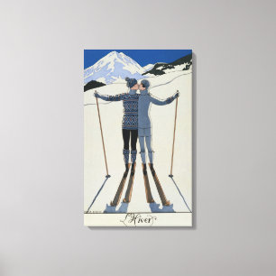 <Lovers in the Snow> by Georges Barbier Canvas Print