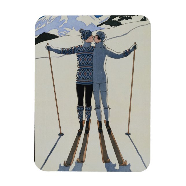 <Lovers in the Snow> by Georges Barbier Magnet (Vertical)