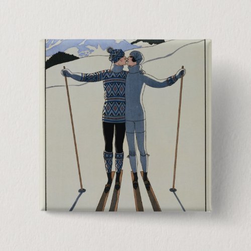 Lovers in the Snow by Georges Barbier Pinback Button