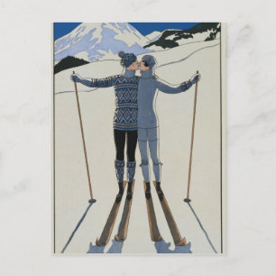 <Lovers in the Snow> by Georges Barbier Postcard