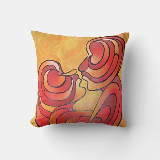 Lovers Kiss And Their Bodies Form A Love Heart Throw Pillow (Front)