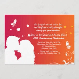 Lovers Kiss Anniversary Invitation