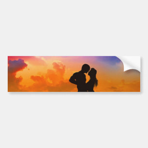 Lovers Kissing at Sunset on the Beach Bumper Sticker
