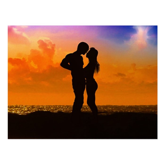 Lovers Kissing At Sunset On The Beach Postcard Zazzle
