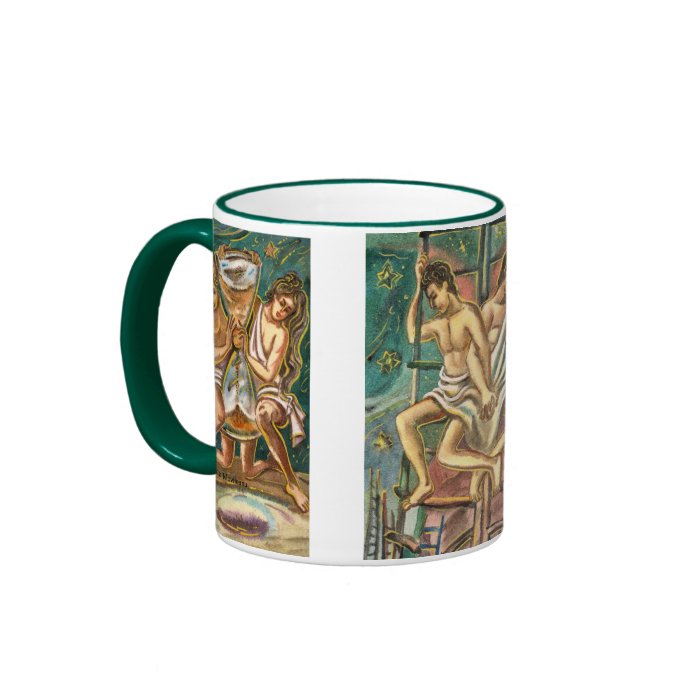 Lovers kissing each other under a blooming tree coffee mugs