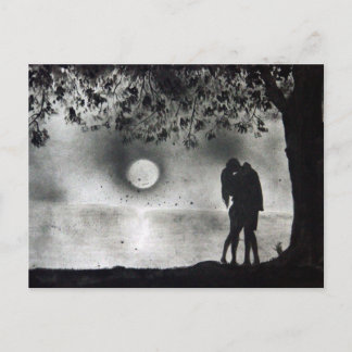 Lovers Kissing under tree Postcard