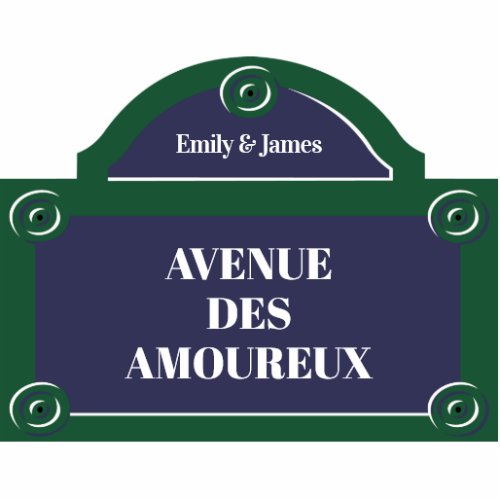 Lovers Lane Romantic Couple Paris Street Sign Cutout