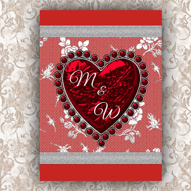 Lovers Monogram Valentine Heart Holiday Card (Creator Uploaded)
