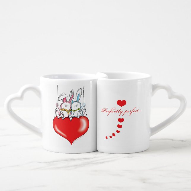 Lover's Mug: Perfectly perfect together bunnies Coffee Mug Set (Front Nesting)