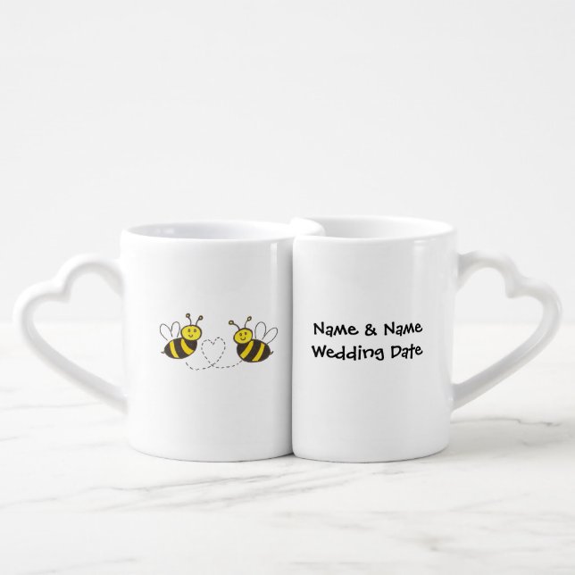 Lovers' Mug Set Customized Name & Wedding Date (Front Nesting)