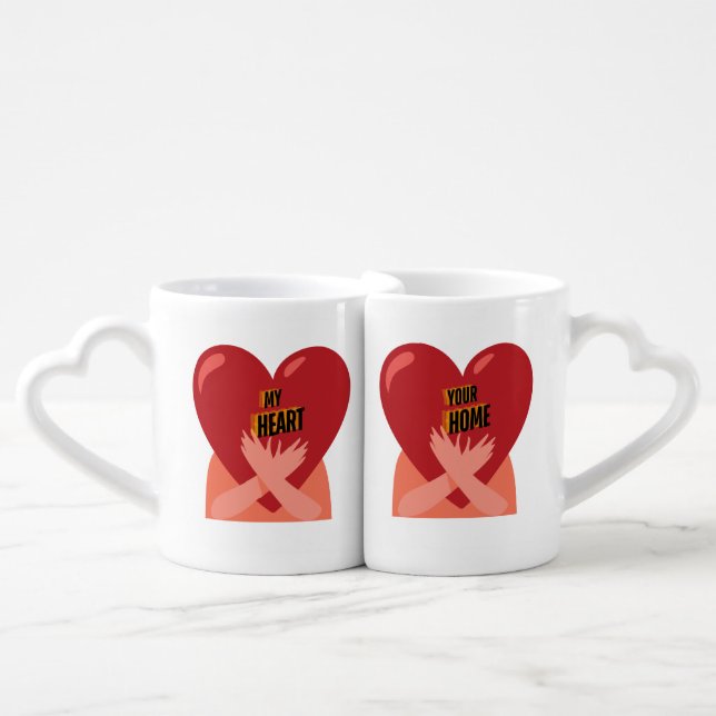 Lover's Mug Set - My Heart, My Home,Lovers' mug (Front Nesting)