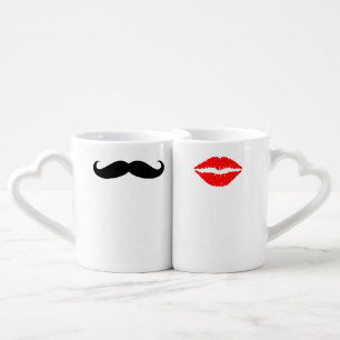 Lovers Mugs - His and Hers - Lips & Mustache 