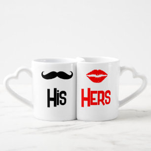 Lovers Mugs - His and Hers - Lips & Mustache