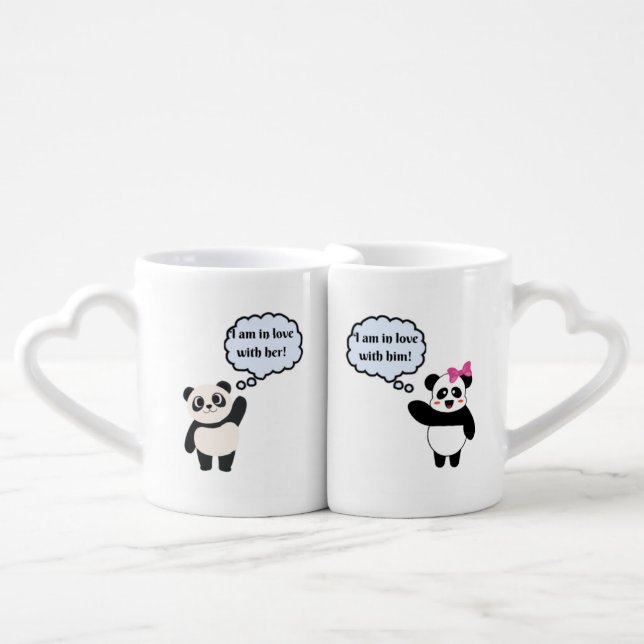 Lovers' mugs with pandas love (Front Nesting)