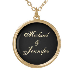Lovers Names Elegant Font Customizable Gold Plated Necklace