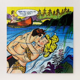 Lovers Ocean Romance Vintage Comics Jigsaw Puzzle