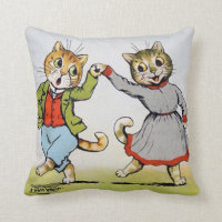 Lovers of cats, Louis Wain Throw Pillow