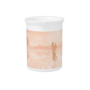 Lovers on a frozen pond beverage pitcher